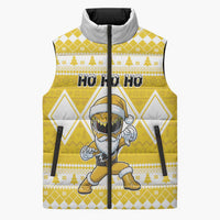 Personalized Power Yellow Ranger Santa Claus Sleeveless Puffer Jacket Funny Christmas - Wonder Print Shop