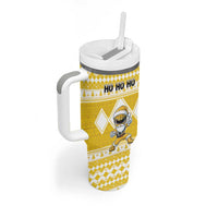 Personalized Power Yellow Ranger Santa Claus Tumbler With Handle Funny Christmas - Wonder Print Shop