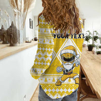 Personalized Power Yellow Ranger Santa Claus Women Casual Shirt Funny Christmas - Wonder Print Shop