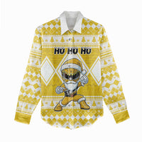 Personalized Power Yellow Ranger Santa Claus Women Casual Shirt Funny Christmas - Wonder Print Shop