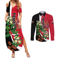Yemen Unification Day 2024 Couples Matching Summer Maxi Dress and Long Sleeve Button Shirt May 22 Unity Day Flag Style - Wonder Print Shop