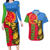 Eritrea Independence Day 2024 Couples Matching Long Sleeve Bodycon Dress and Hawaiian Shirt Eritrean Camel African Pattern - Wonder Print Shop