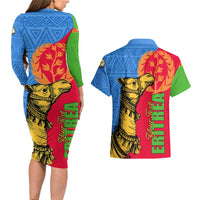 Eritrea Independence Day 2024 Couples Matching Long Sleeve Bodycon Dress and Hawaiian Shirt Eritrean Camel African Pattern - Wonder Print Shop