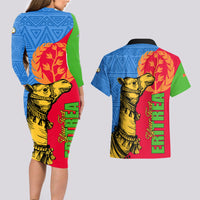 Eritrea Independence Day 2024 Couples Matching Long Sleeve Bodycon Dress and Hawaiian Shirt Eritrean Camel African Pattern - Wonder Print Shop