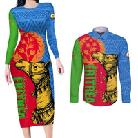Eritrea Independence Day 2024 Couples Matching Long Sleeve Bodycon Dress and Long Sleeve Button Shirt Eritrean Camel African Pattern - Wonder Print Shop