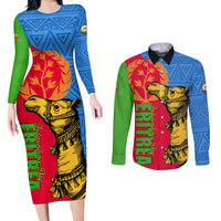 Eritrea Independence Day 2024 Couples Matching Long Sleeve Bodycon Dress and Long Sleeve Button Shirt Eritrean Camel African Pattern - Wonder Print Shop