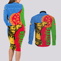 Eritrea Independence Day 2024 Couples Matching Long Sleeve Bodycon Dress and Long Sleeve Button Shirt Eritrean Camel African Pattern - Wonder Print Shop