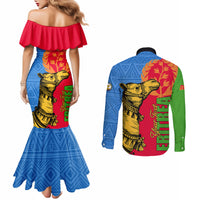 Eritrea Independence Day 2024 Couples Matching Mermaid Dress and Long Sleeve Button Shirt Eritrean Camel African Pattern