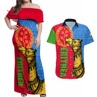 Eritrea Independence Day 2024 Couples Matching Off Shoulder Maxi Dress and Hawaiian Shirt Eritrean Camel African Pattern - Wonder Print Shop