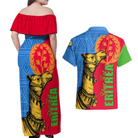 Eritrea Independence Day 2024 Couples Matching Off Shoulder Maxi Dress and Hawaiian Shirt Eritrean Camel African Pattern - Wonder Print Shop