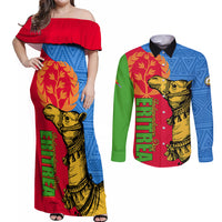 Eritrea Independence Day 2024 Couples Matching Off Shoulder Maxi Dress and Long Sleeve Button Shirt Eritrean Camel African Pattern - Wonder Print Shop
