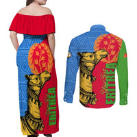 Eritrea Independence Day 2024 Couples Matching Off Shoulder Maxi Dress and Long Sleeve Button Shirt Eritrean Camel African Pattern - Wonder Print Shop
