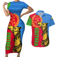 Eritrea Independence Day 2024 Couples Matching Short Sleeve Bodycon Dress and Hawaiian Shirt Eritrean Camel African Pattern - Wonder Print Shop