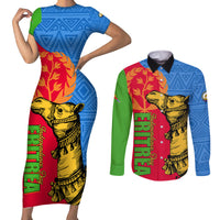Eritrea Independence Day 2024 Couples Matching Short Sleeve Bodycon Dress and Long Sleeve Button Shirt Eritrean Camel African Pattern - Wonder Print Shop