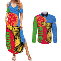 Eritrea Independence Day 2024 Couples Matching Summer Maxi Dress and Long Sleeve Button Shirt Eritrean Camel African Pattern - Wonder Print Shop