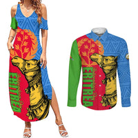 Eritrea Independence Day 2024 Couples Matching Summer Maxi Dress and Long Sleeve Button Shirt Eritrean Camel African Pattern - Wonder Print Shop