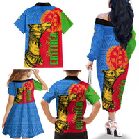 Eritrea Independence Day 2024 Family Matching Off Shoulder Long Sleeve Dress and Hawaiian Shirt Eritrean Camel African Pattern - Wonder Print Shop