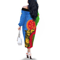 Eritrea Independence Day 2024 Family Matching Off Shoulder Long Sleeve Dress and Hawaiian Shirt Eritrean Camel African Pattern - Wonder Print Shop