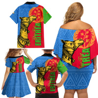 Eritrea Independence Day 2024 Family Matching Off Shoulder Short Dress and Hawaiian Shirt Eritrean Camel African Pattern - Wonder Print Shop