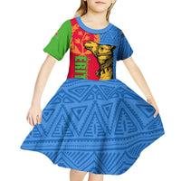 Eritrea Independence Day 2024 Kid Short Sleeve Dress Eritrean Camel African Pattern - Wonder Print Shop