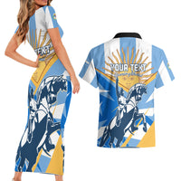 Argentina Revolution Day Couples Matching Short Sleeve Bodycon Dress and Hawaiian Shirt Sol de Mayo Warrior - Wonder Print Shop