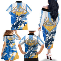 Argentina Revolution Day Family Matching Off Shoulder Long Sleeve Dress and Hawaiian Shirt Sol de Mayo Warrior - Wonder Print Shop