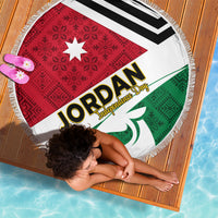 Jordan Independence Day Beach Blanket Jordanie Folk Pattern Flag Style - Wonder Print Shop
