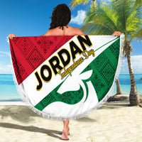 Jordan Independence Day Beach Blanket Jordanie Folk Pattern Flag Style - Wonder Print Shop