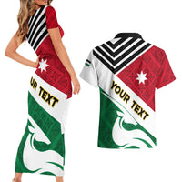 Jordan Independence Day Couples Matching Short Sleeve Bodycon Dress and Hawaiian Shirt Jordanie Folk Pattern Flag Style - Wonder Print Shop