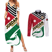 Jordan Independence Day Couples Matching Summer Maxi Dress and Long Sleeve Button Shirt Jordanie Folk Pattern Flag Style - Wonder Print Shop