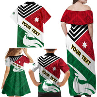 Jordan Independence Day Family Matching Off Shoulder Maxi Dress and Hawaiian Shirt Jordanie Folk Pattern Flag Style - Wonder Print Shop