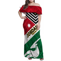 Jordan Independence Day Family Matching Off Shoulder Maxi Dress and Hawaiian Shirt Jordanie Folk Pattern Flag Style - Wonder Print Shop