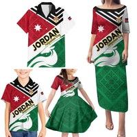 Jordan Independence Day Family Matching Puletasi and Hawaiian Shirt Jordanie Folk Pattern Flag Style - Wonder Print Shop