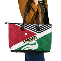 Jordan Independence Day Leather Tote Bag Jordanie Folk Pattern Flag Style - Wonder Print Shop