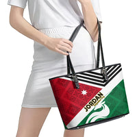 Jordan Independence Day Leather Tote Bag Jordanie Folk Pattern Flag Style - Wonder Print Shop