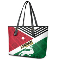 Jordan Independence Day Leather Tote Bag Jordanie Folk Pattern Flag Style - Wonder Print Shop