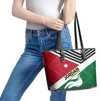 Jordan Independence Day Leather Tote Bag Jordanie Folk Pattern Flag Style - Wonder Print Shop