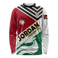 Jordan Independence Day Long Sleeve Shirt Jordanie Folk Pattern Flag Style - Wonder Print Shop