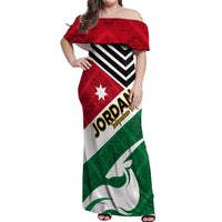 Jordan Independence Day Off Shoulder Maxi Dress Jordanie Folk Pattern Flag Style - Wonder Print Shop