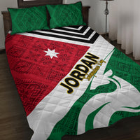 Jordan Independence Day Quilt Bed Set Jordanie Folk Pattern Flag Style - Wonder Print Shop