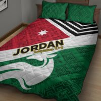 Jordan Independence Day Quilt Bed Set Jordanie Folk Pattern Flag Style - Wonder Print Shop