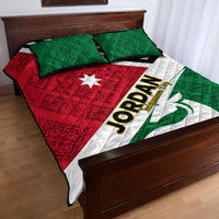 Jordan Independence Day Quilt Bed Set Jordanie Folk Pattern Flag Style - Wonder Print Shop
