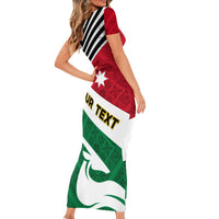 Jordan Independence Day Short Sleeve Bodycon Dress Jordanie Folk Pattern Flag Style - Wonder Print Shop