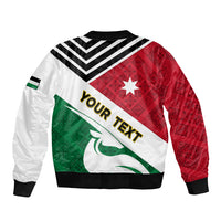 Jordan Independence Day Sleeve Zip Bomber Jacket Jordanie Folk Pattern Flag Style - Wonder Print Shop