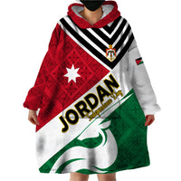 Jordan Independence Day Wearable Blanket Hoodie Jordanie Folk Pattern Flag Style - Wonder Print Shop