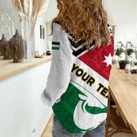 Jordan Independence Day Women Casual Shirt Jordanie Folk Pattern Flag Style - Wonder Print Shop