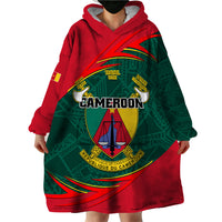 Cameroon Wearable Blanket Hoodie Cameroun Coat Of Arms Mix African Pattern - Wonder Print Shop