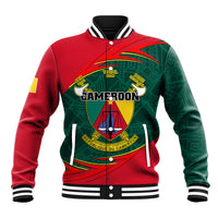 Personalised Cameroon Baseball Jacket Cameroun Coat Of Arms Mix African Pattern - Wonder Print Shop