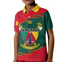 Personalised Cameroon Kid Polo Shirt Cameroun Coat Of Arms Mix African Pattern - Wonder Print Shop
