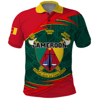 Personalised Cameroon Polo Shirt Cameroun Coat Of Arms Mix African Pattern - Wonder Print Shop